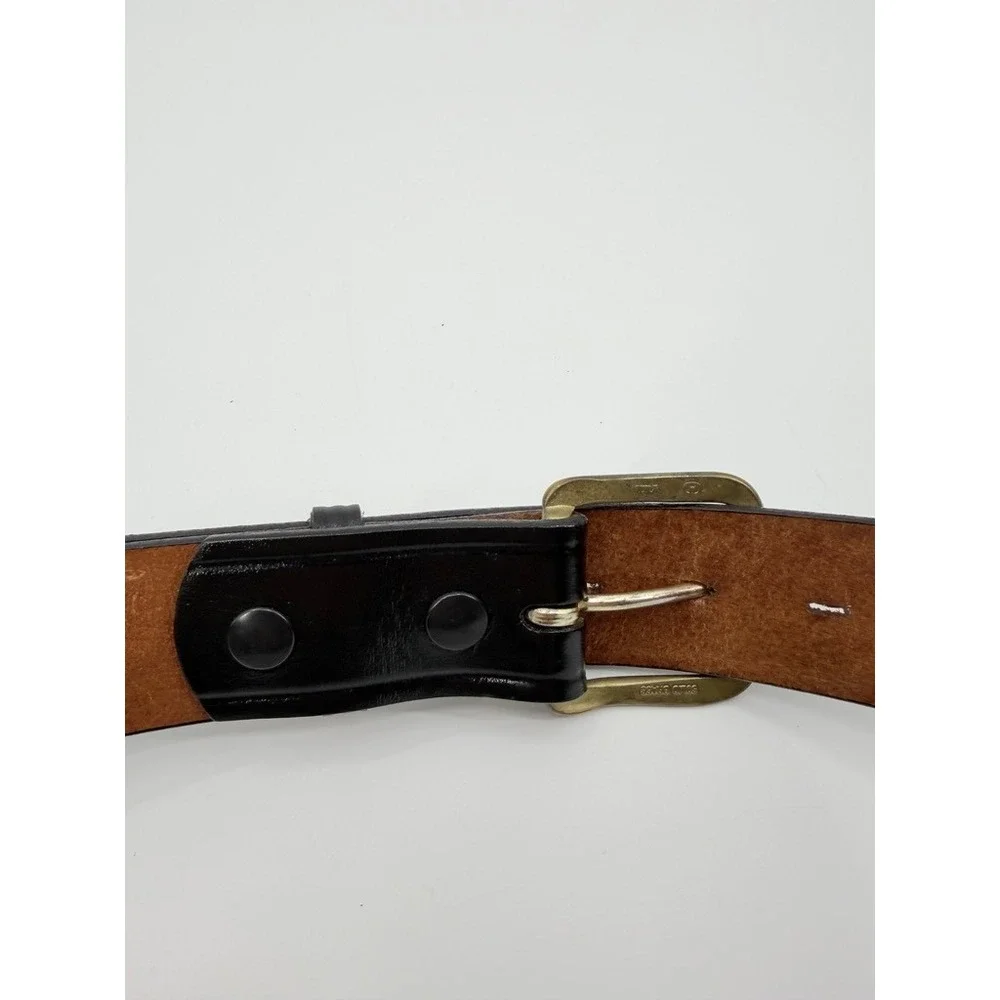 Don Hume Black Leather Trouser Belt B109 Solid Brass Buckle Duty Uniform Belt